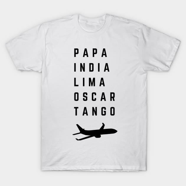 Pilot Phonetic Alphabet Aviation T-Shirt by Wise Designs